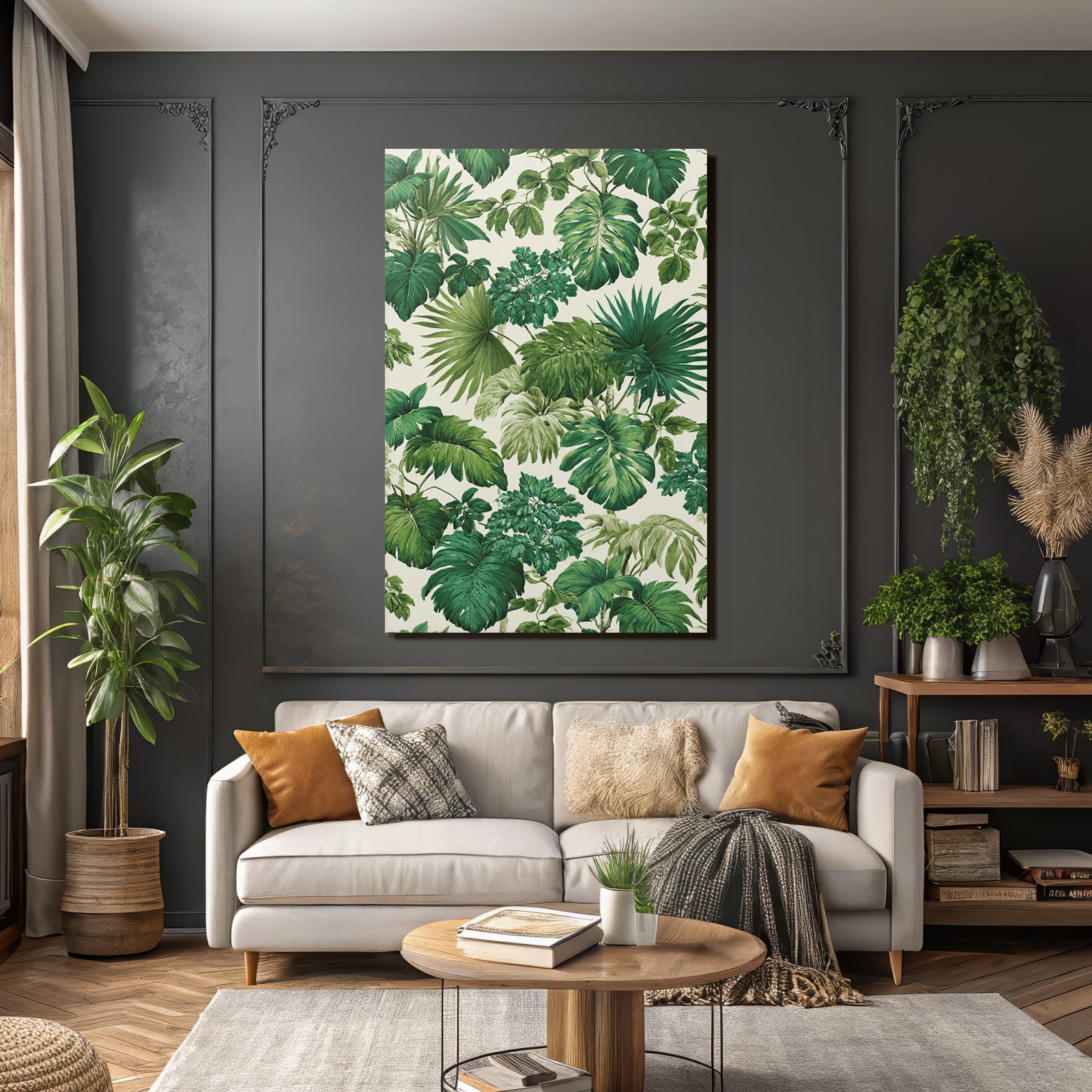 Tropics and Jungle Tropical Leaf Pattern Green Different Types of Leaves Background
