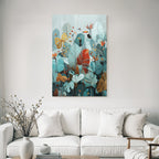 Tropics and Jungle Tropical Rainforest Scenario with Birds and Leaves Brown Blue Green