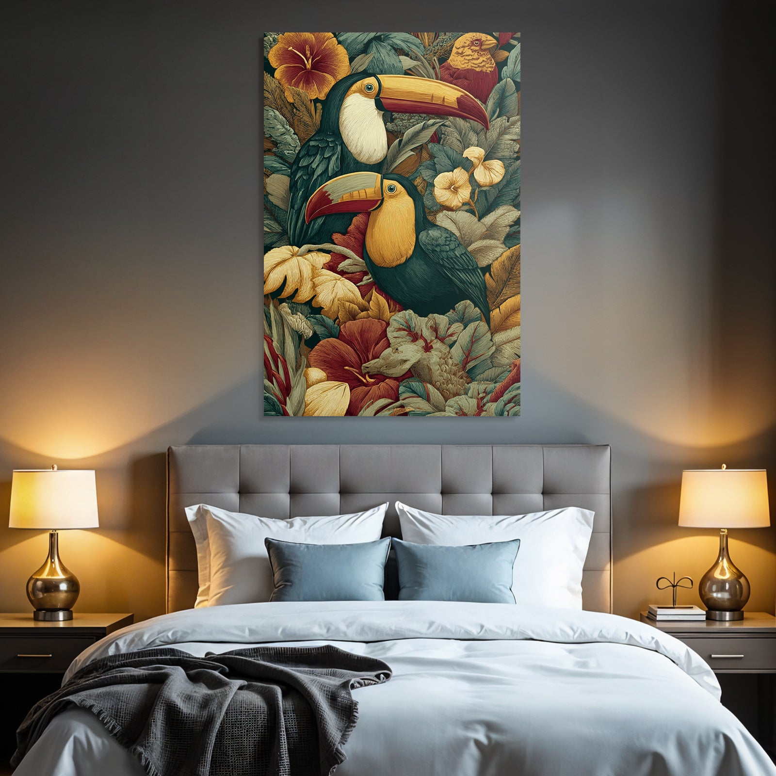 Tropics and Jungle Toucan and Floral Laziness in Tropical Paradise