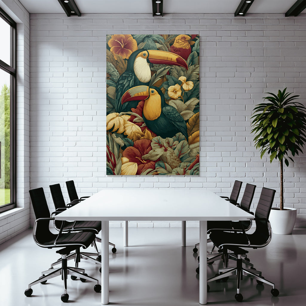 Tropics and Jungle Toucan and Floral Laziness in Tropical Paradise