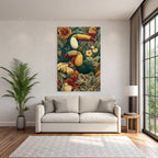 Tropics and Jungle Toucan and Floral Laziness in Tropical Paradise