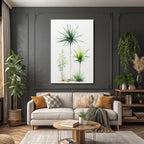 Tropics and jungle watercolor plant illustration three species with elongated leaves