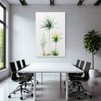 Tropics and jungle watercolor plant illustration three species with elongated leaves