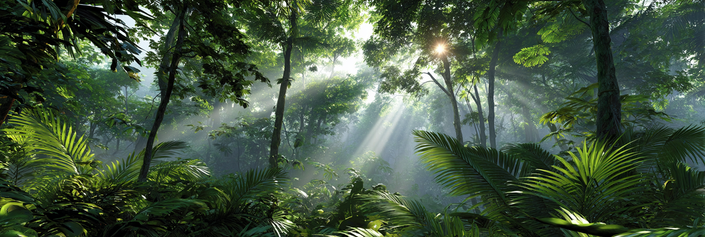 Tropen Und Dschungel Dichte Tropen Jungle Sonnenstrahlen Grune Folienge | Tropen und Dschungel | Landschaften
