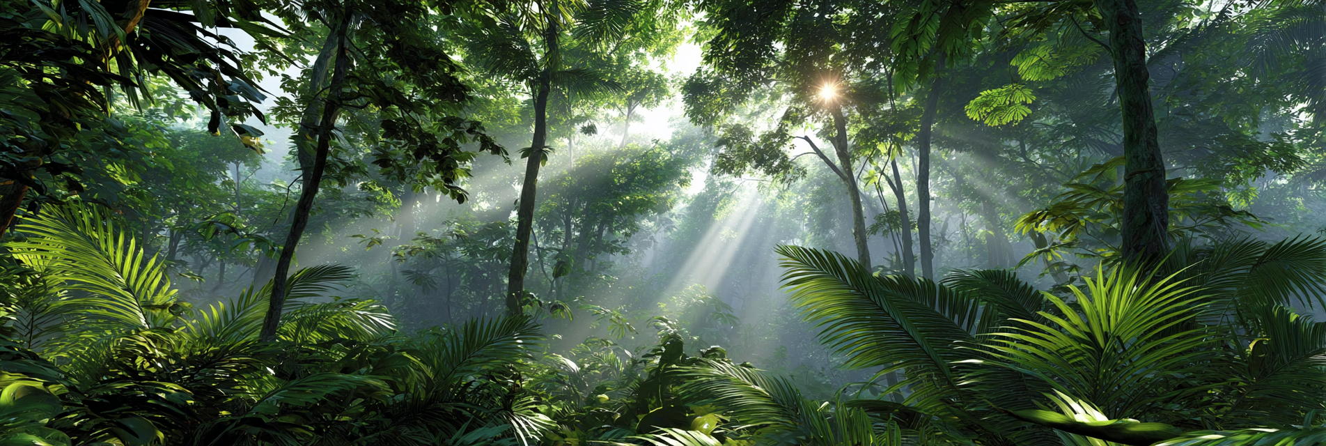 Tropen Und Dschungel Dichte Tropen Jungle Sonnenstrahlen Grune Folienge | Tropen und Dschungel | Landschaften