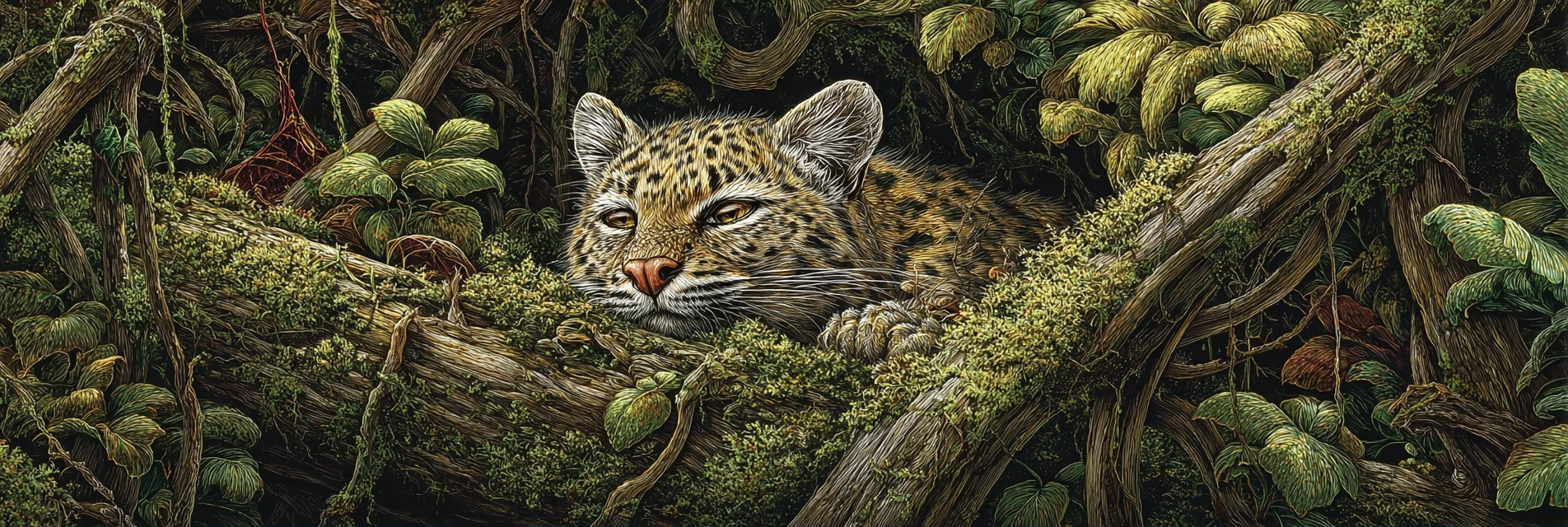 Tropen Und Dschungel Leopardkatze In Dichter Vegetation Im Regenwald | Tropen und Dschungel | Landschaften