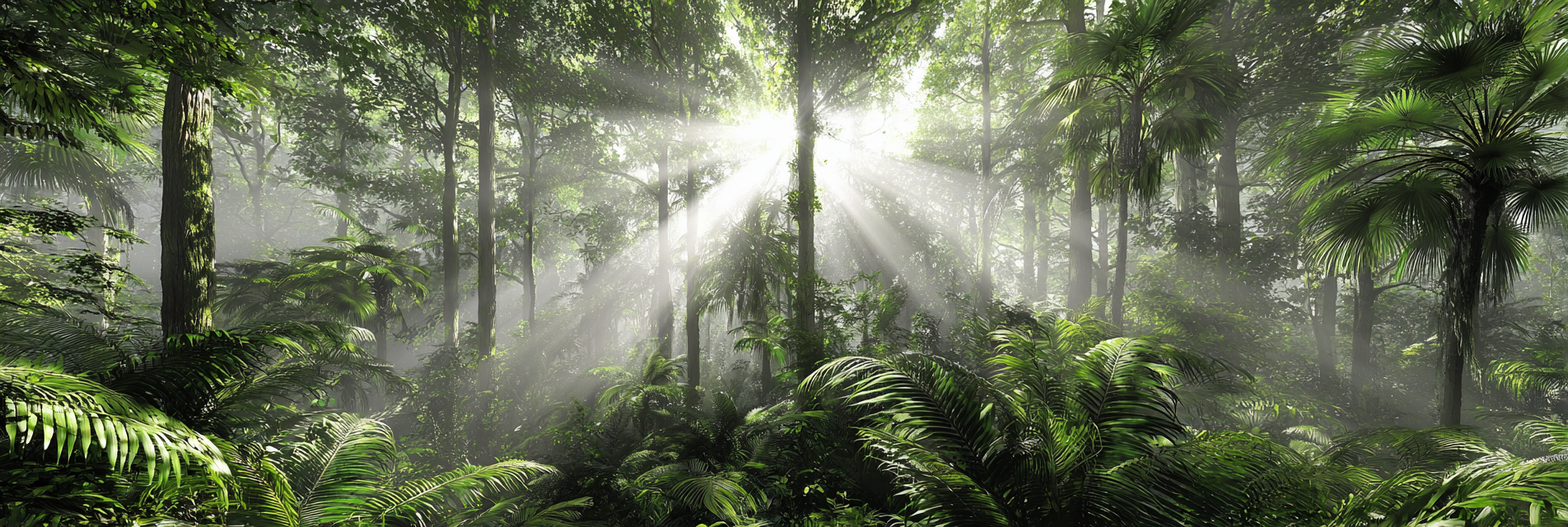 Tropen Und Dschungel Lush Grüner Regenwald Mit Sonnenschein Und Nebel | Tropen und Dschungel | Landschaften