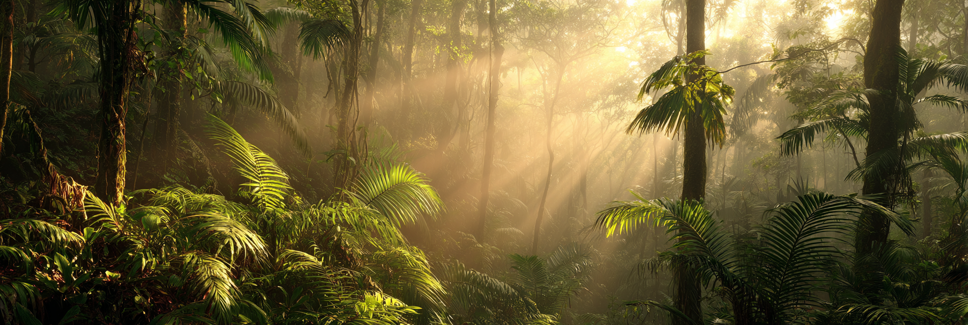 Tropen Und Dschungel Lush Misty Regenwald Mit Sonnenschein Und Dichter Vegitation | Tropen und Dschungel | Landschaften