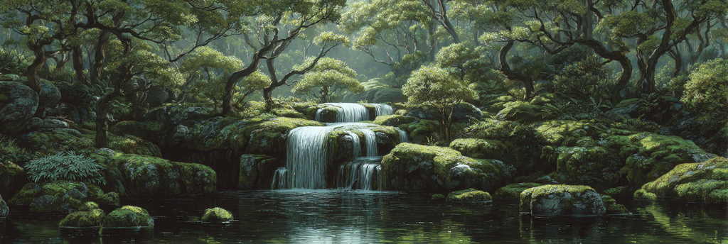 Tropen Und Dschungel Ruhige Naturlandschaft Mit Wasserfall Im Wald | Tropen und Dschungel | Landschaften
