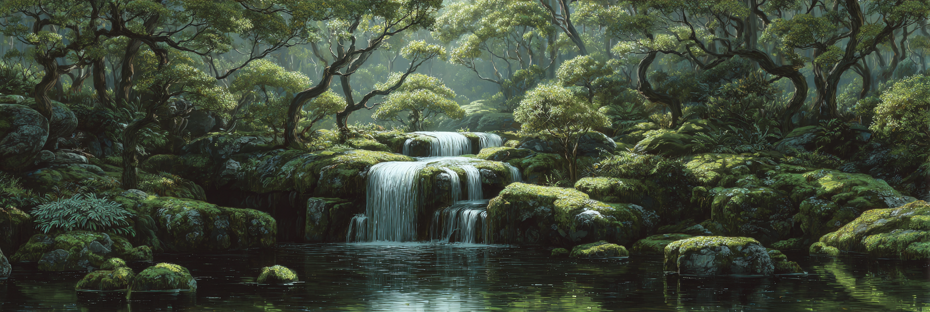Tropen Und Dschungel Ruhige Naturlandschaft Mit Wasserfall Im Wald | Tropen und Dschungel | Landschaften