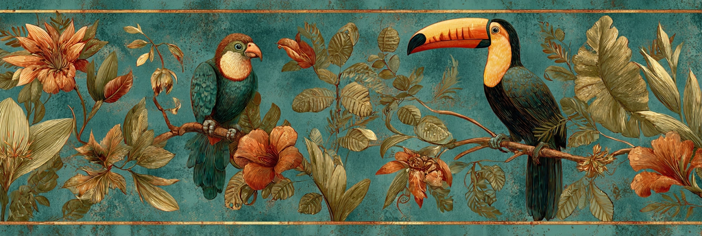 Tropen Und Dschungel Toucan Farbenfrohe Vögel Blumen Und Folien Tropisches Thema | Tropen und Dschungel | Landschaften
