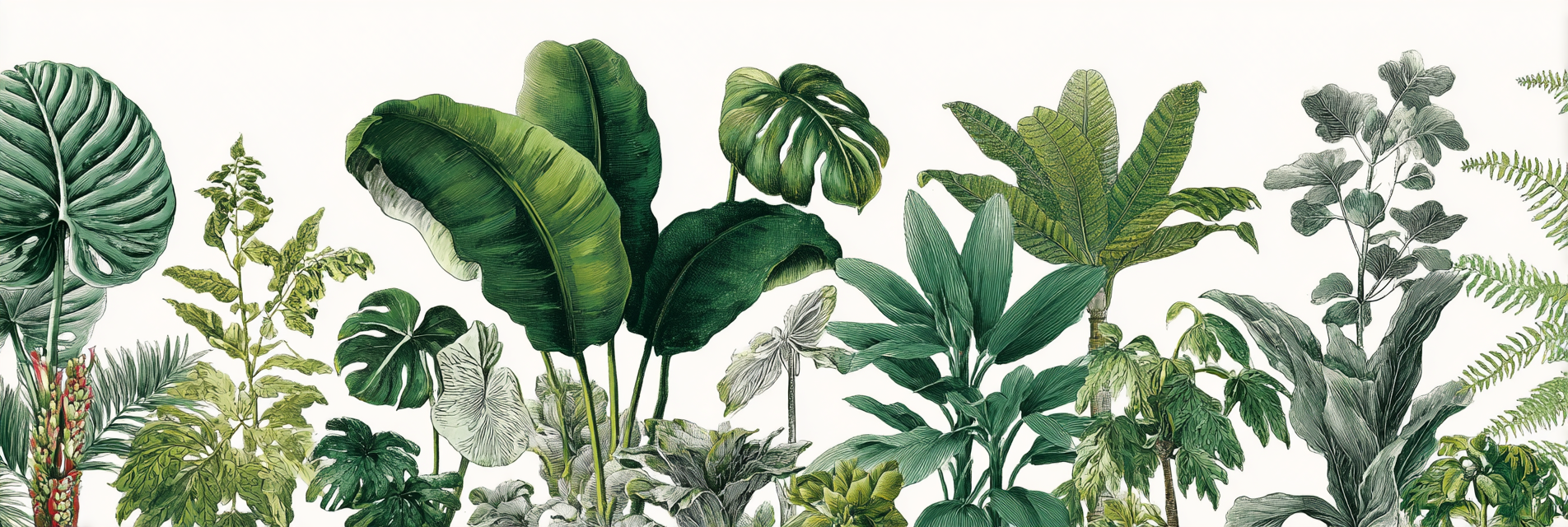 Tropen Und Dschungel Tropische Pflanzenvielfalt Kunstvolle Illustration | Tropen und Dschungel | Landschaften