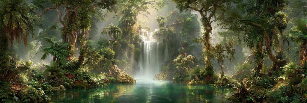 Tropen Und Dschungel Tropischer Dschungel Landschaft Mit Wasserfall Und See | Tropen und Dschungel | Landschaften