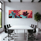 Tropics and jungle colorful leaves on textured background artwork