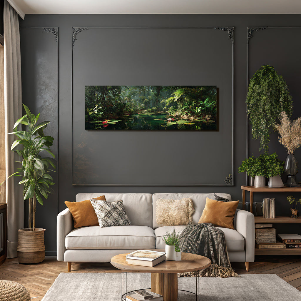 Tropics and Jungle Dense Green Jungle Dreamy Water Lilies Scenario