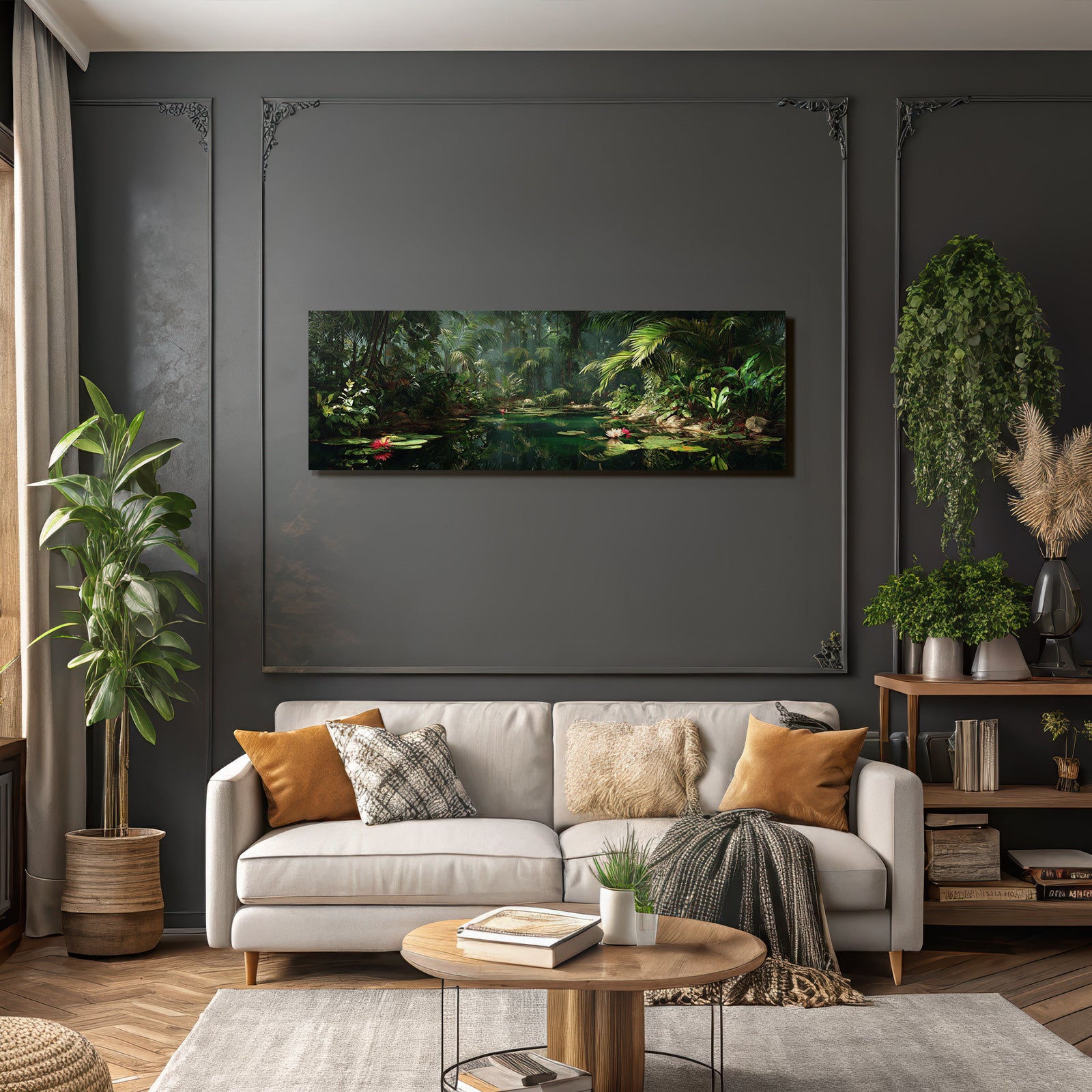 Tropics and Jungle Dense Green Jungle Dreamy Water Lilies Scenario