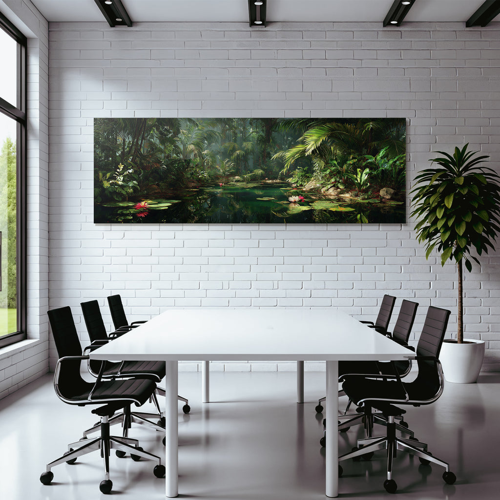 Tropics and Jungle Dense Green Jungle Dreamy Water Lilies Scenario