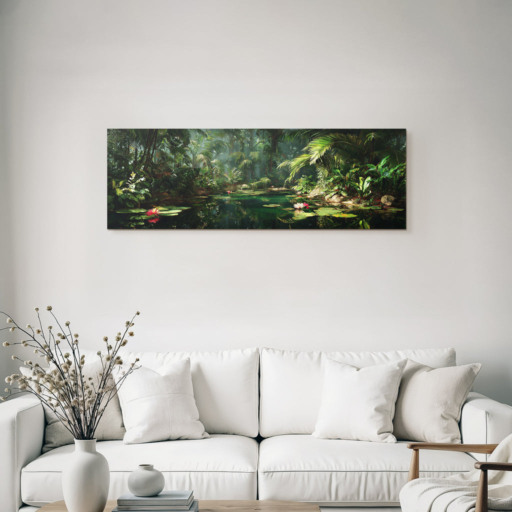 Tropics and Jungle Dense Green Jungle Dreamy Water Lilies Scenario