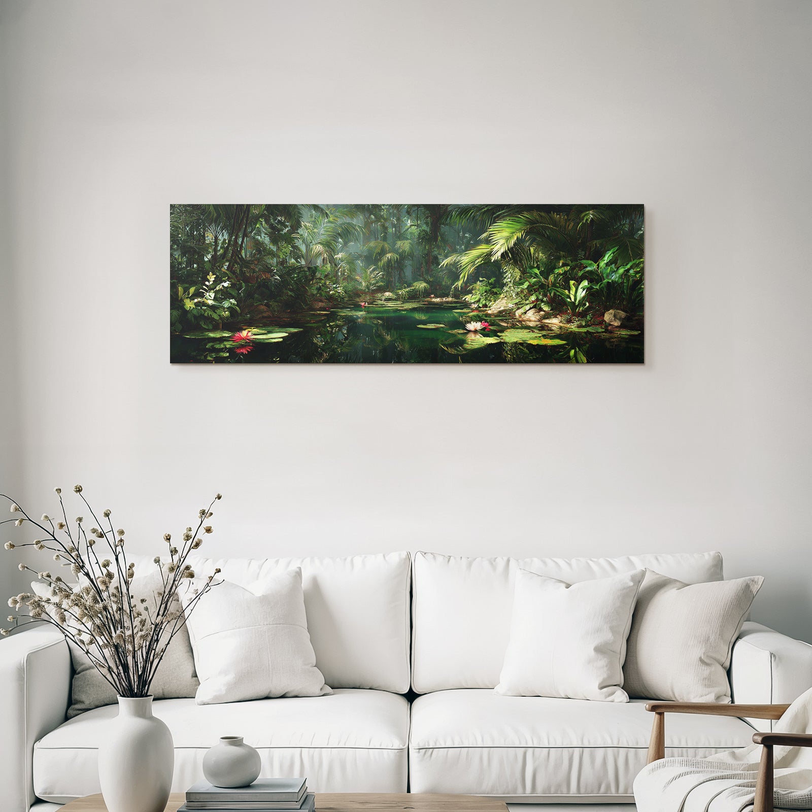 Tropics and Jungle Dense Green Jungle Dreamy Water Lilies Scenario