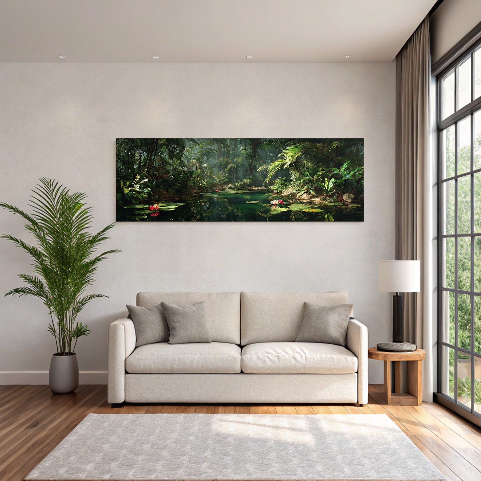 Tropics and Jungle Dense Green Jungle Dreamy Water Lilies Scenario