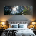 Tropics and jungle Dense jungle with ferns Sunshine Fog Mystical atmosphere