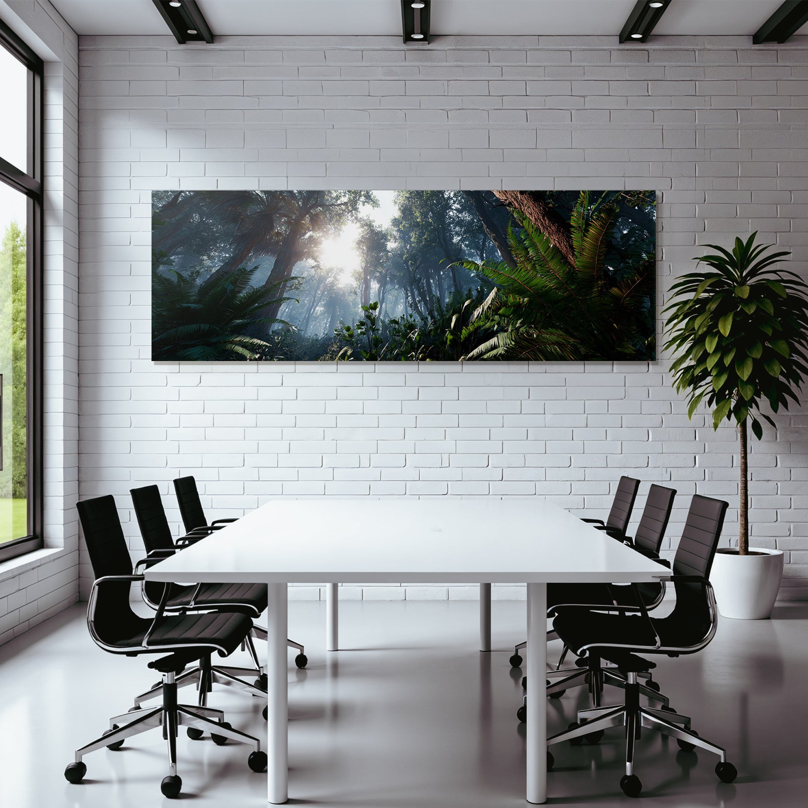 Tropics and jungle Dense jungle with ferns Sunshine Fog Mystical atmosphere
