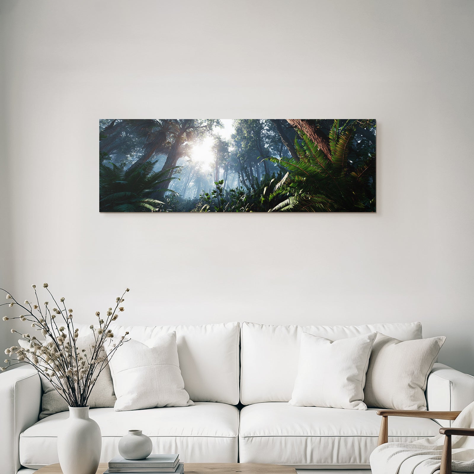Tropics and jungle Dense jungle with ferns Sunshine Fog Mystical atmosphere