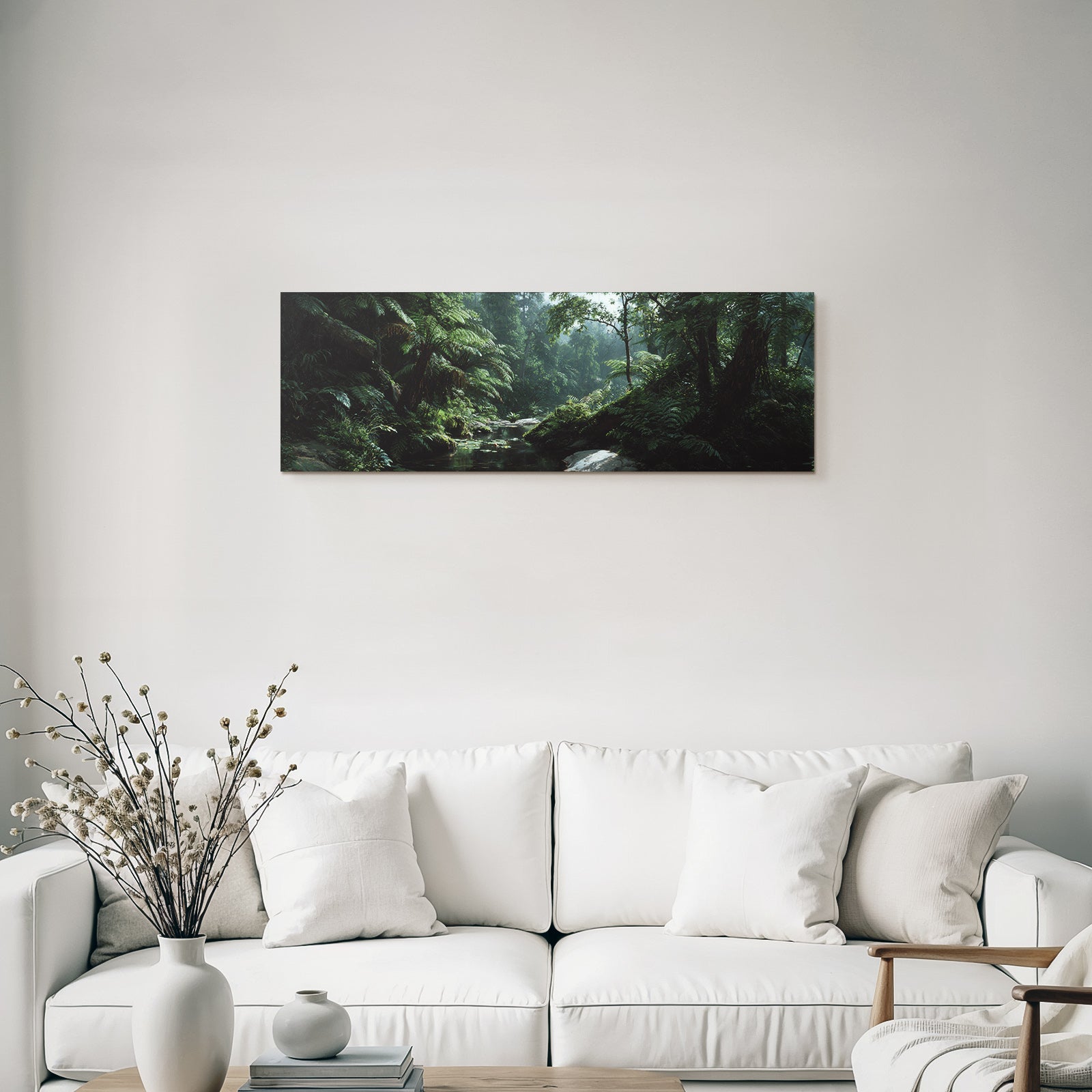 Tropics and Jungle Green Rainforest with Stream Soft Light Morning or Evening