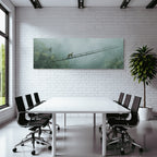 Tropics and Jungle Leopard on Bridge in Misty Jungle Mystical Landscape