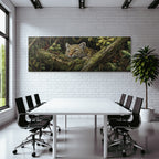 Tropics and Jungle Leopard cat in dense vegetation in the rainforest