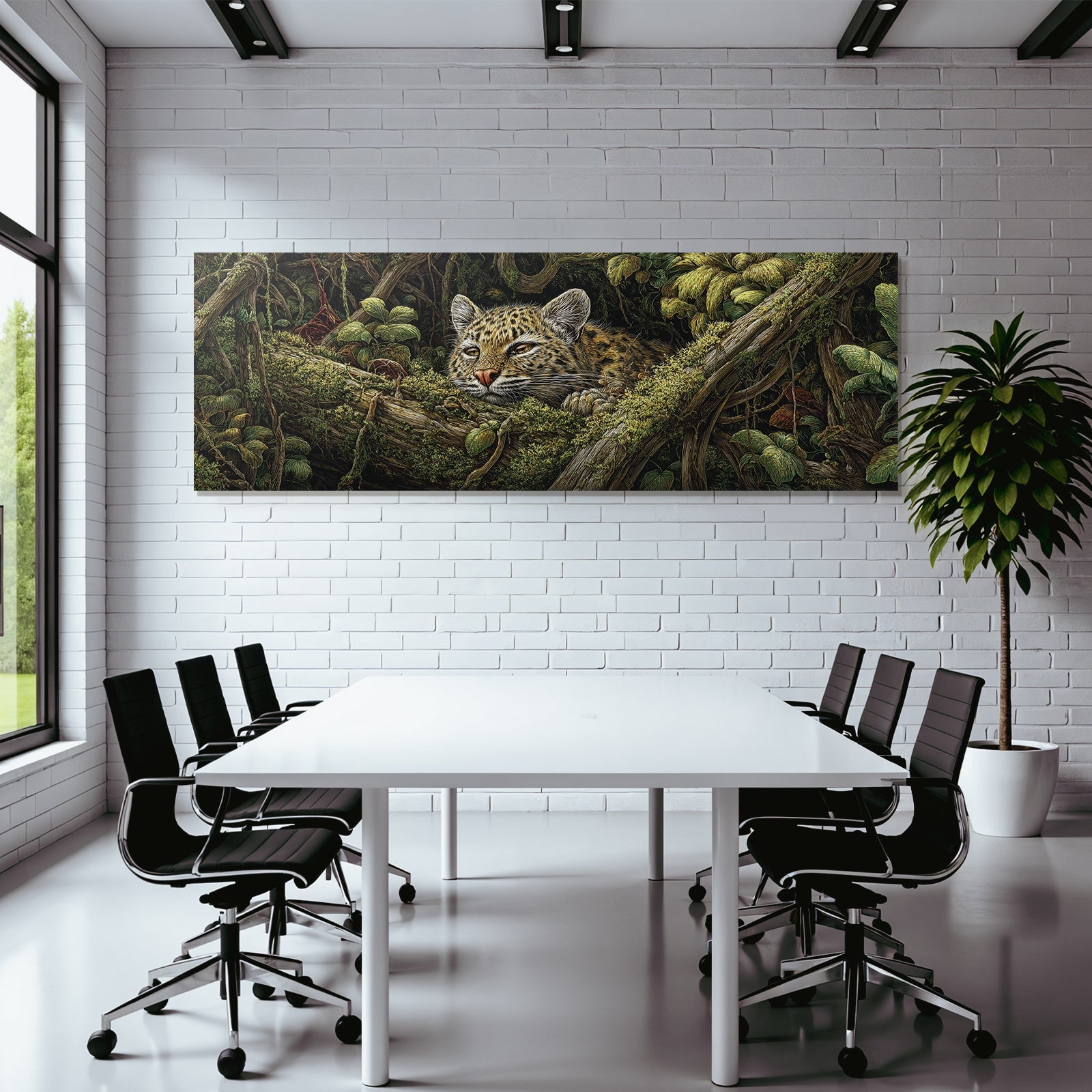 Tropics and Jungle Leopard cat in dense vegetation in the rainforest