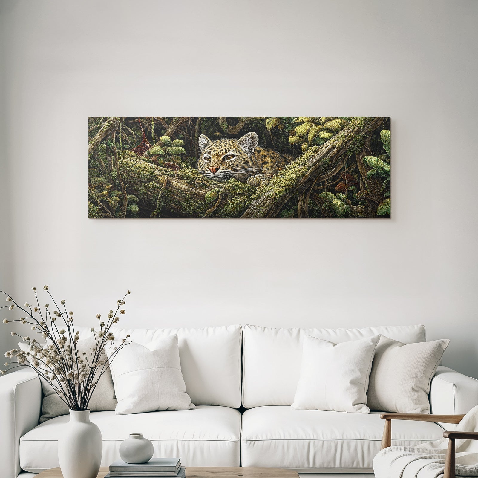 Tropics and Jungle Leopard cat in dense vegetation in the rainforest
