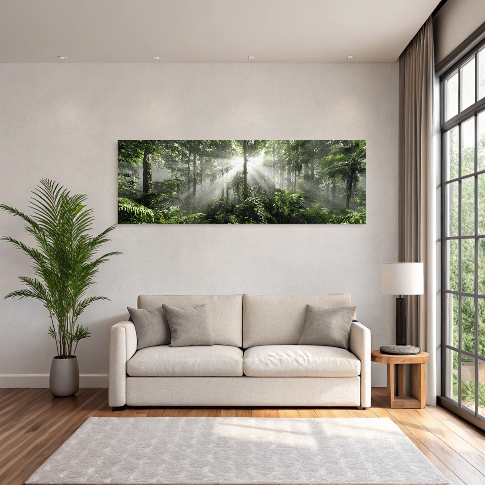 Tropics and Jungle Lush Green Rainforest with Sunshine and Mist