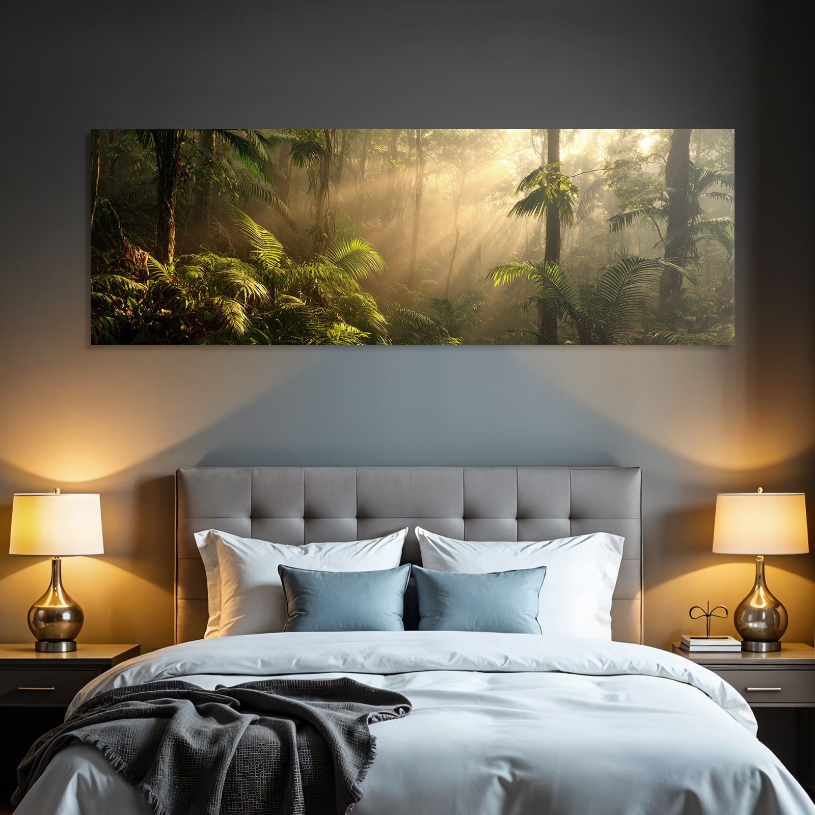 Tropics and Jungle Lush Misty Rainforest with Sunshine and Dense Vegetation