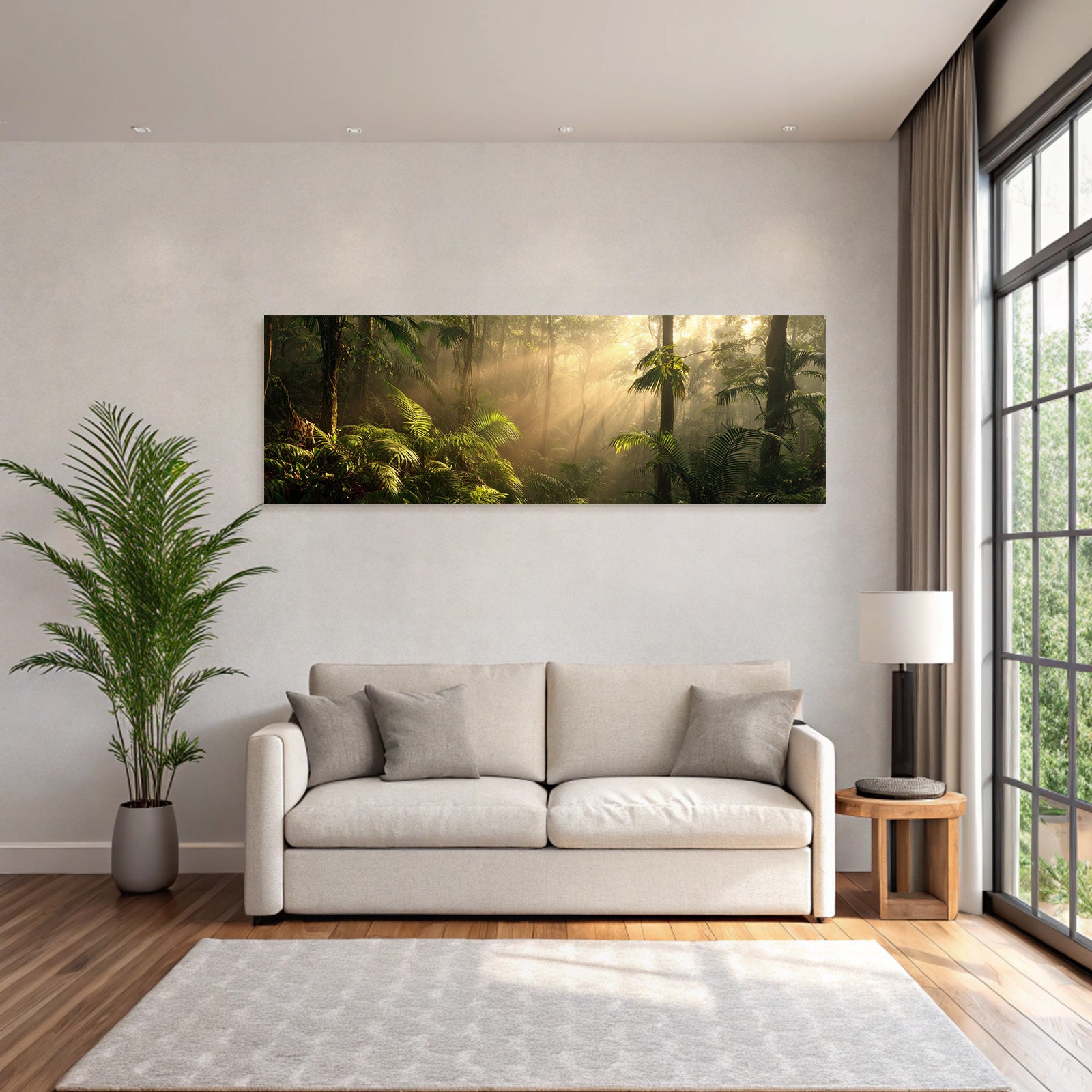 Tropics and Jungle Lush Misty Rainforest with Sunshine and Dense Vegetation