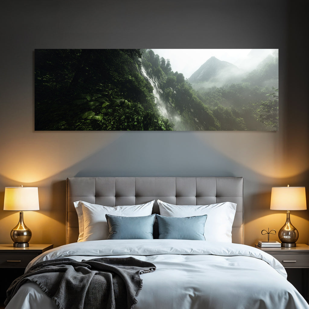 Tropen Und Dschungel Lush Mountainous Landscape With Waterfall Mist Tropical Ecosystem