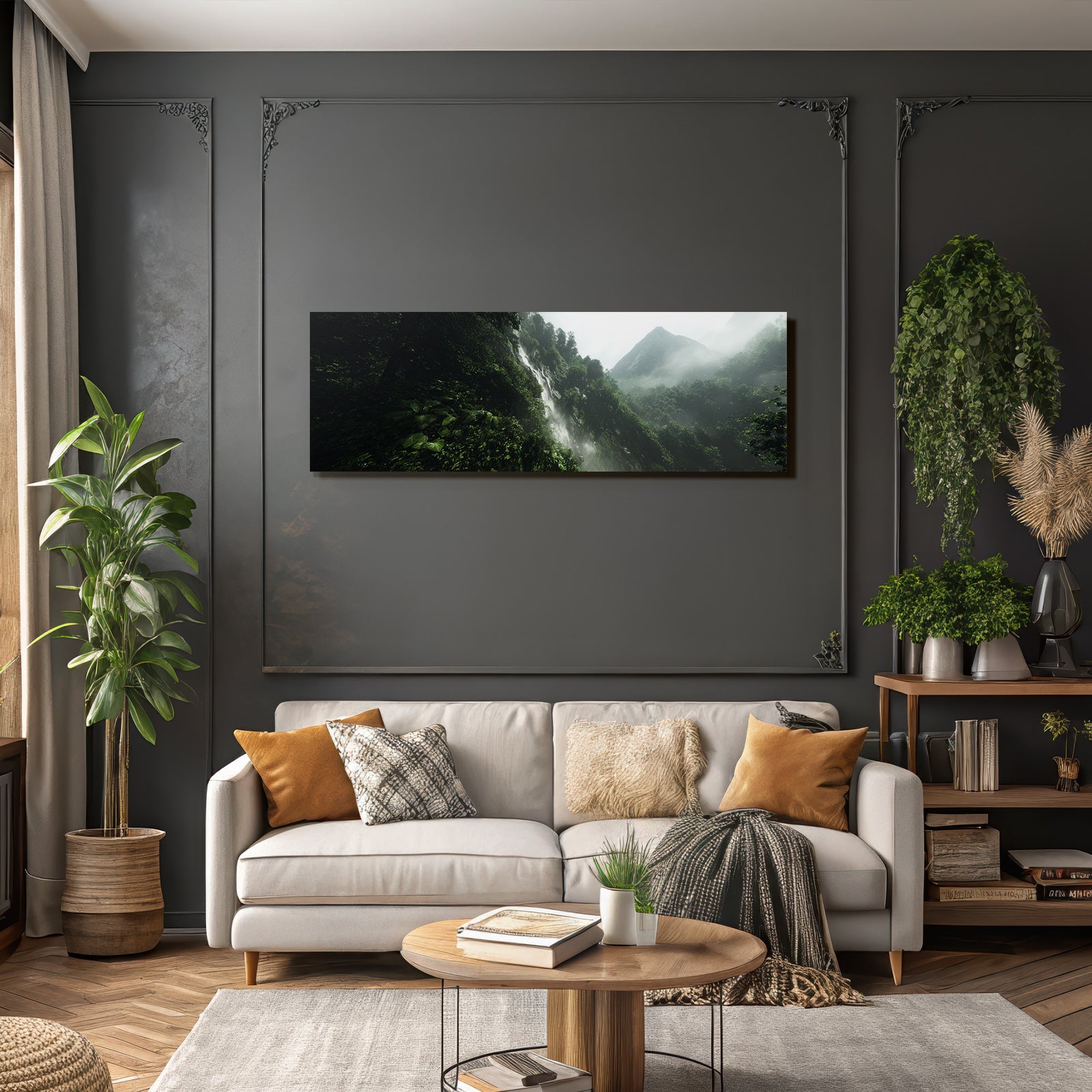 Tropen Und Dschungel Lush Mountainous Landscape With Waterfall Mist Tropical Ecosystem