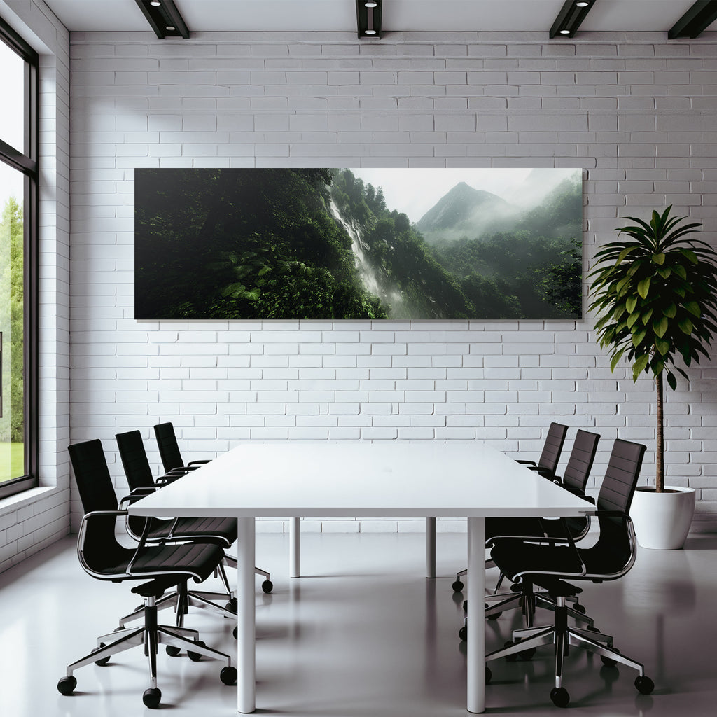 Tropen Und Dschungel Lush Mountainous Landscape With Waterfall Mist Tropical Ecosystem
