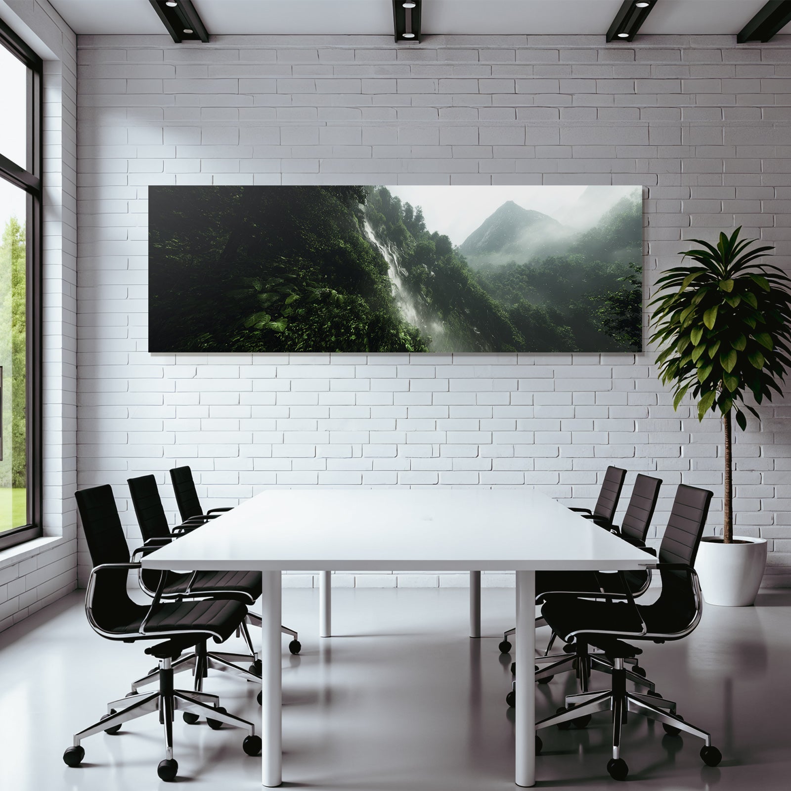 Tropen Und Dschungel Lush Mountainous Landscape With Waterfall Mist Tropical Ecosystem