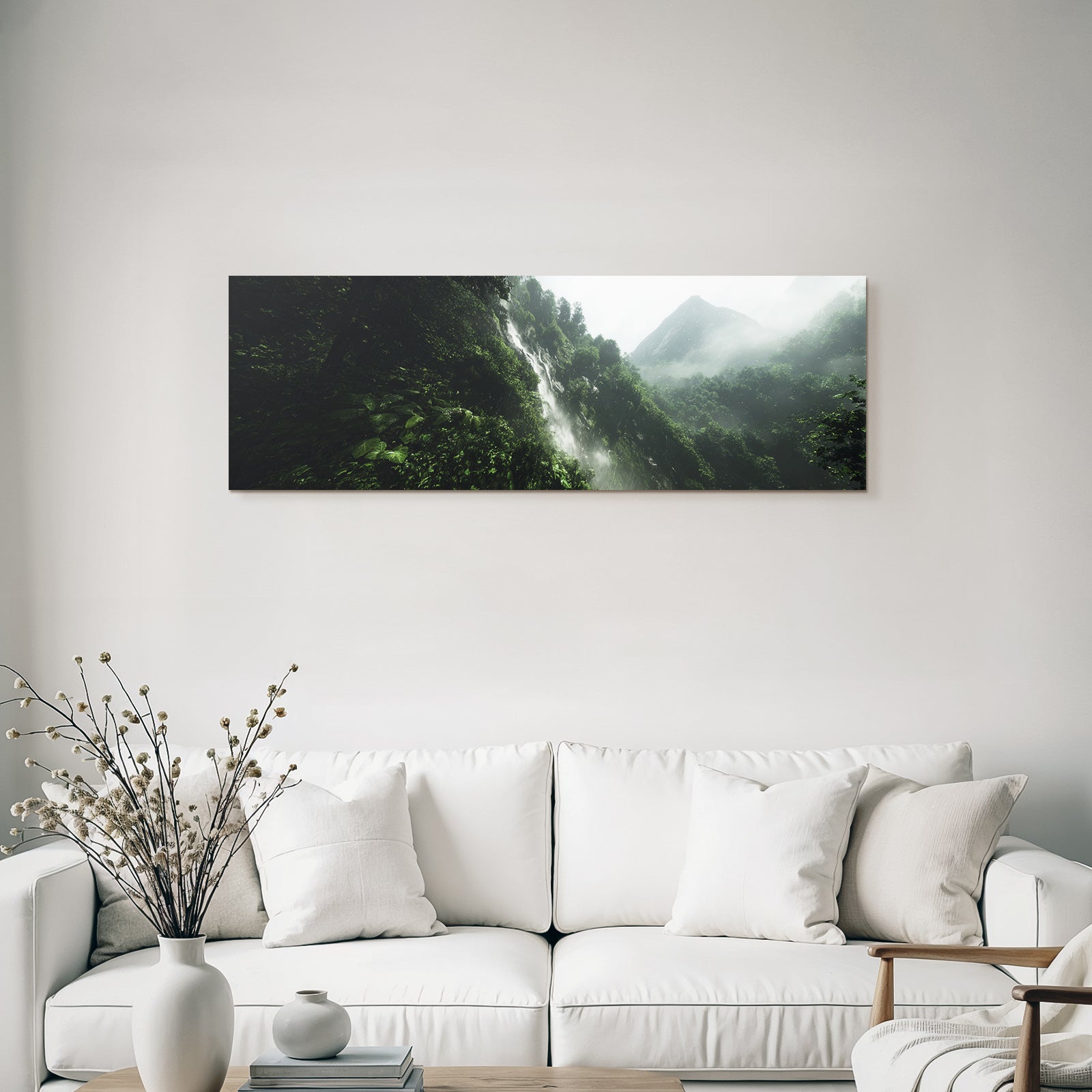 Tropen Und Dschungel Lush Mountainous Landscape With Waterfall Mist Tropical Ecosystem