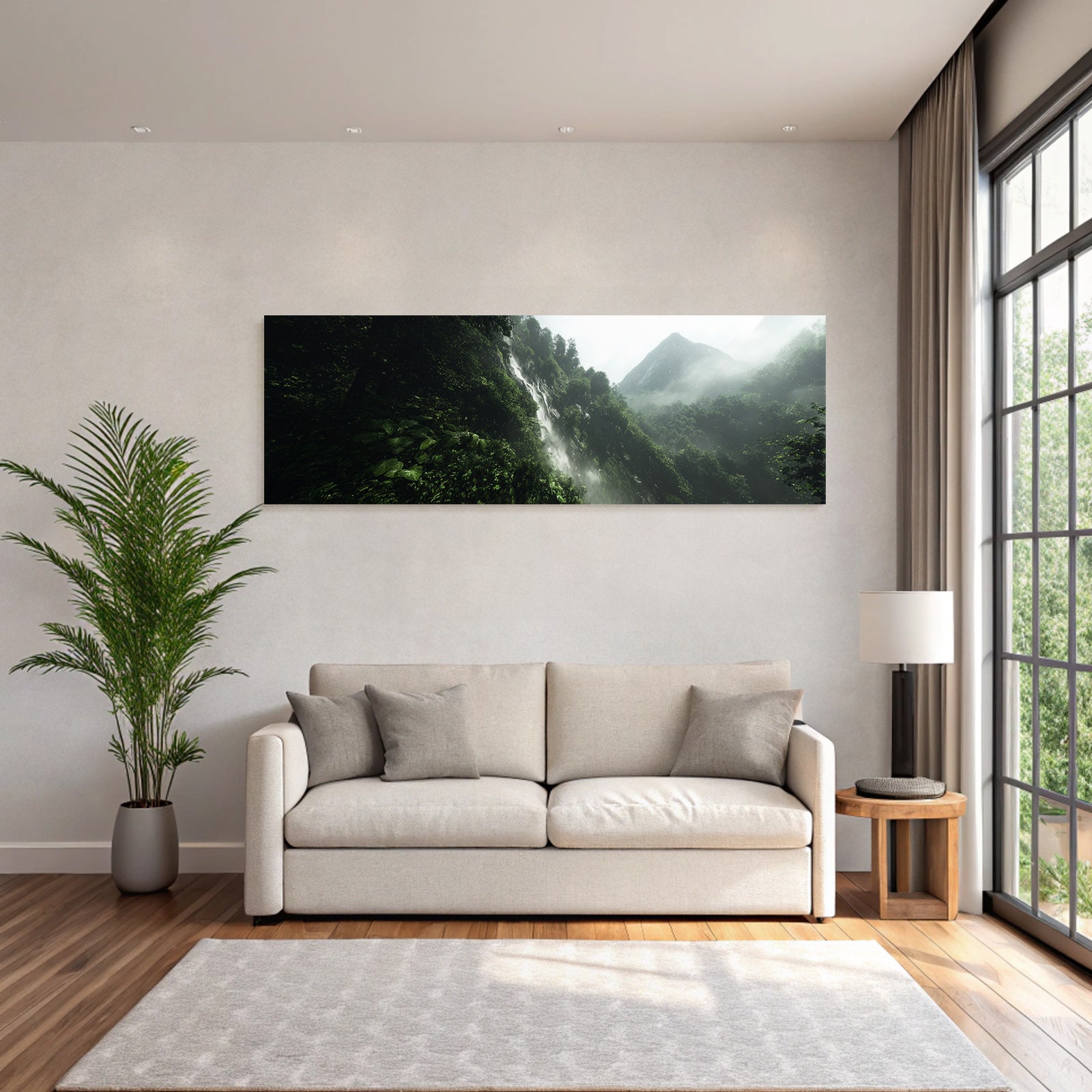 Tropen Und Dschungel Lush Mountainous Landscape With Waterfall Mist Tropical Ecosystem