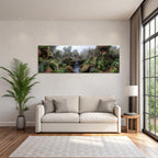 Tropics and Jungle Lush Serene Landscape with Waterfalls and Mist