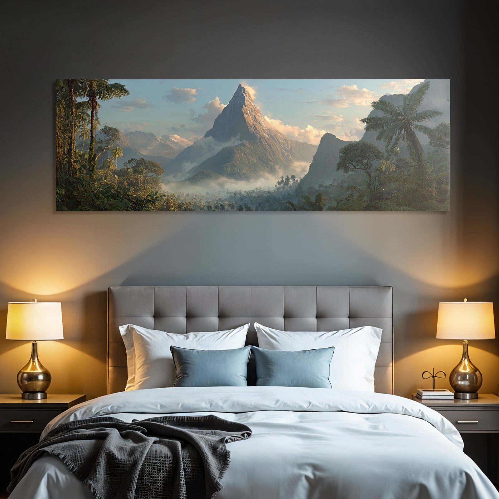 Tropics and Jungle Funny Mountains Dense Vegetation Tropical Forest Painting
