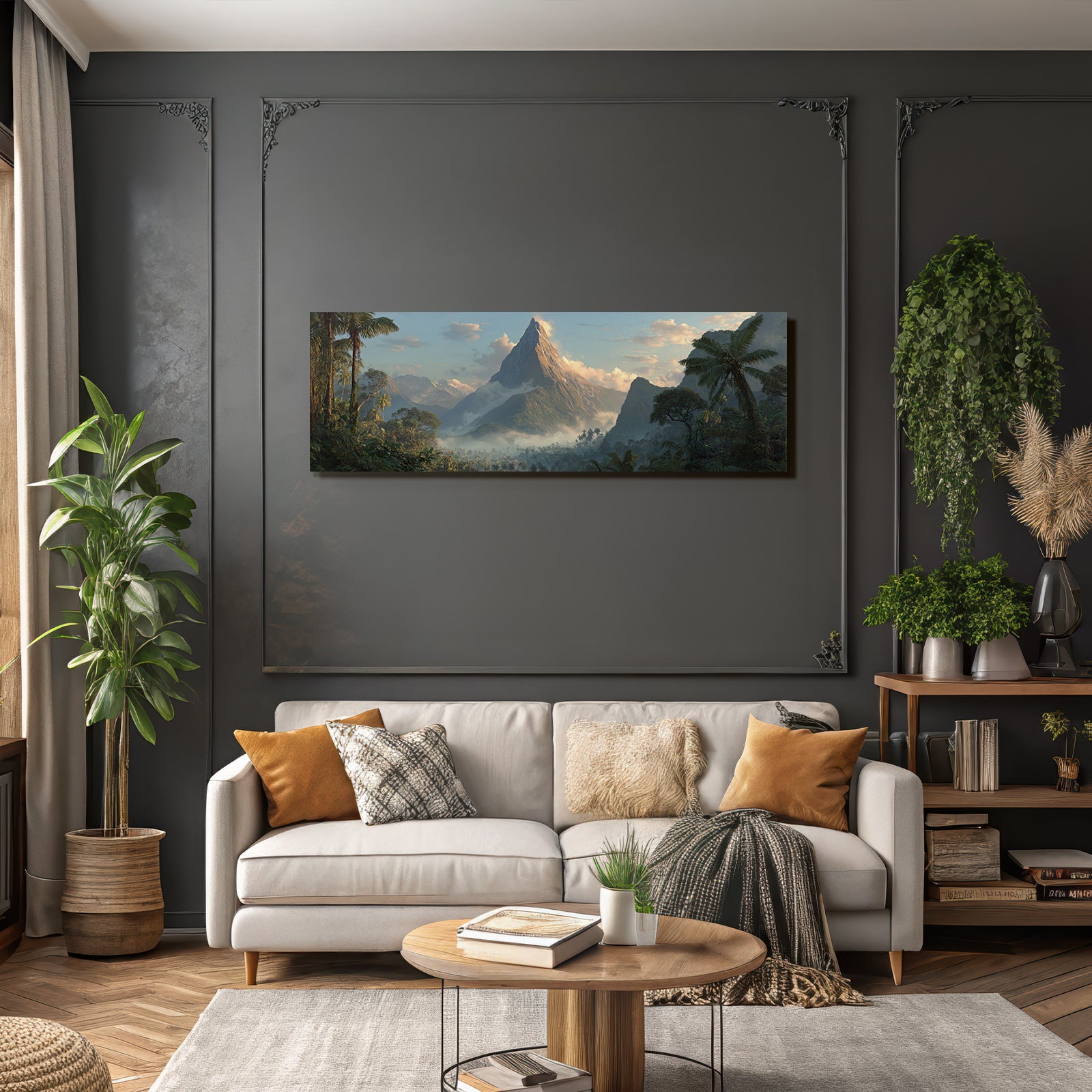 Tropics and Jungle Funny Mountains Dense Vegetation Tropical Forest Painting