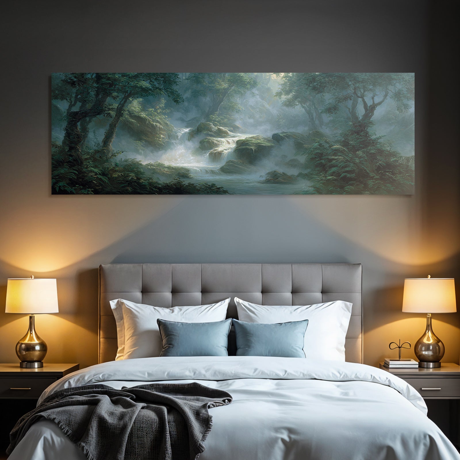 Tropics and Jungle Peace in the Forest with Flowing Waterfall