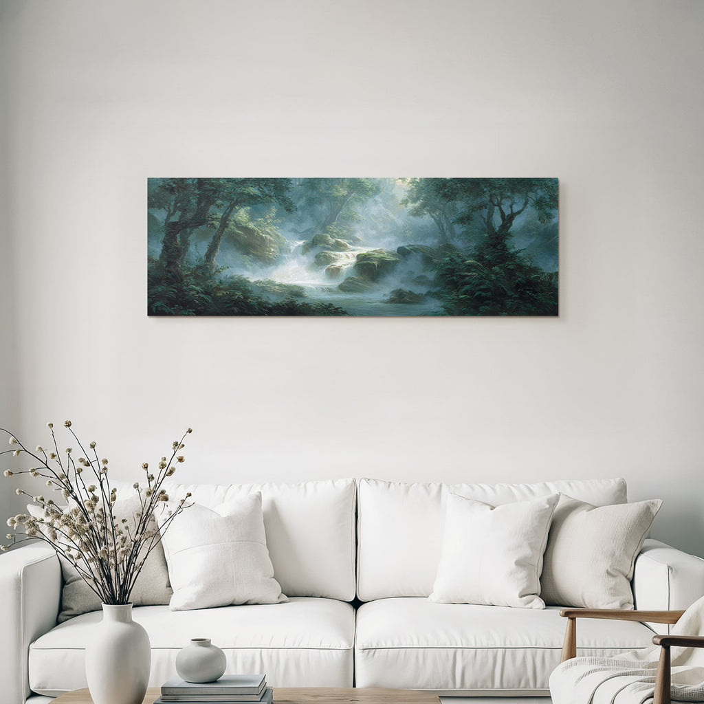 Tropics and Jungle Peace in the Forest with Flowing Waterfall