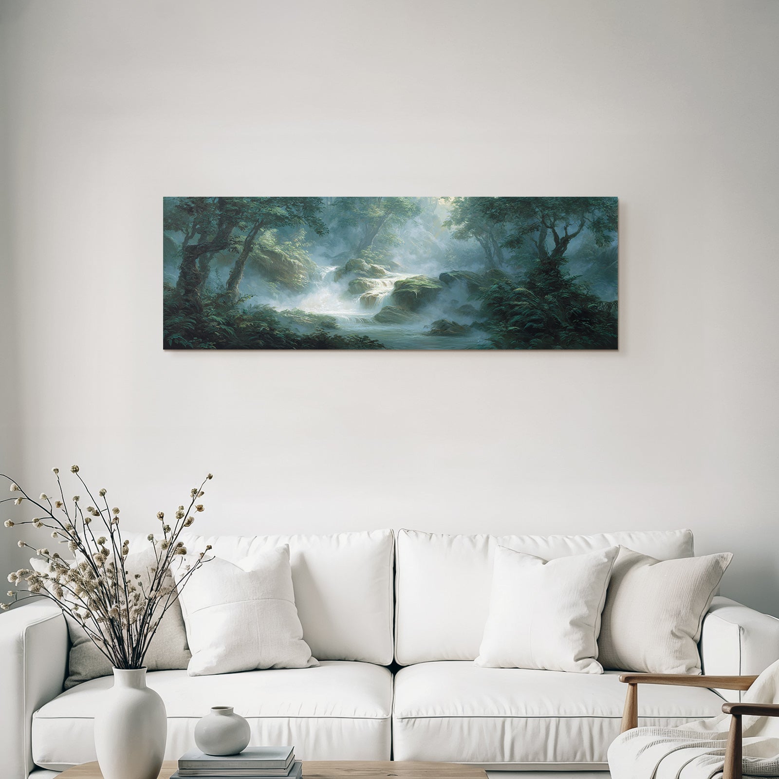 Tropics and Jungle Peace in the Forest with Flowing Waterfall