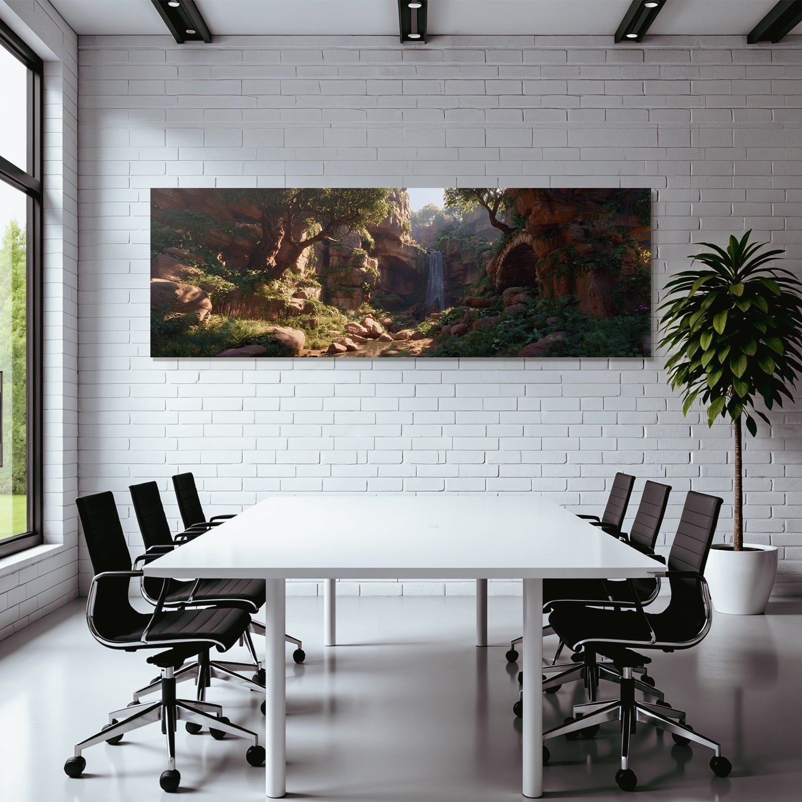 Tropics and Jungle Tranquil Nature Landscape Canyon Waterfall Stream