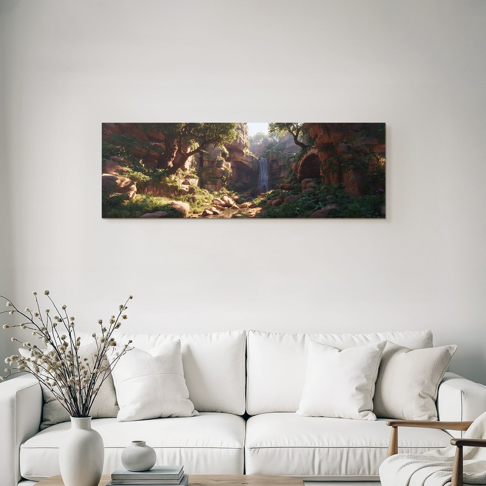 Tropics and Jungle Tranquil Nature Landscape Canyon Waterfall Stream