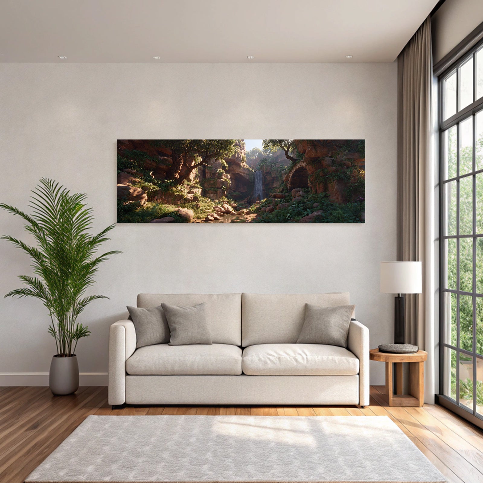 Tropics and Jungle Tranquil Nature Landscape Canyon Waterfall Stream